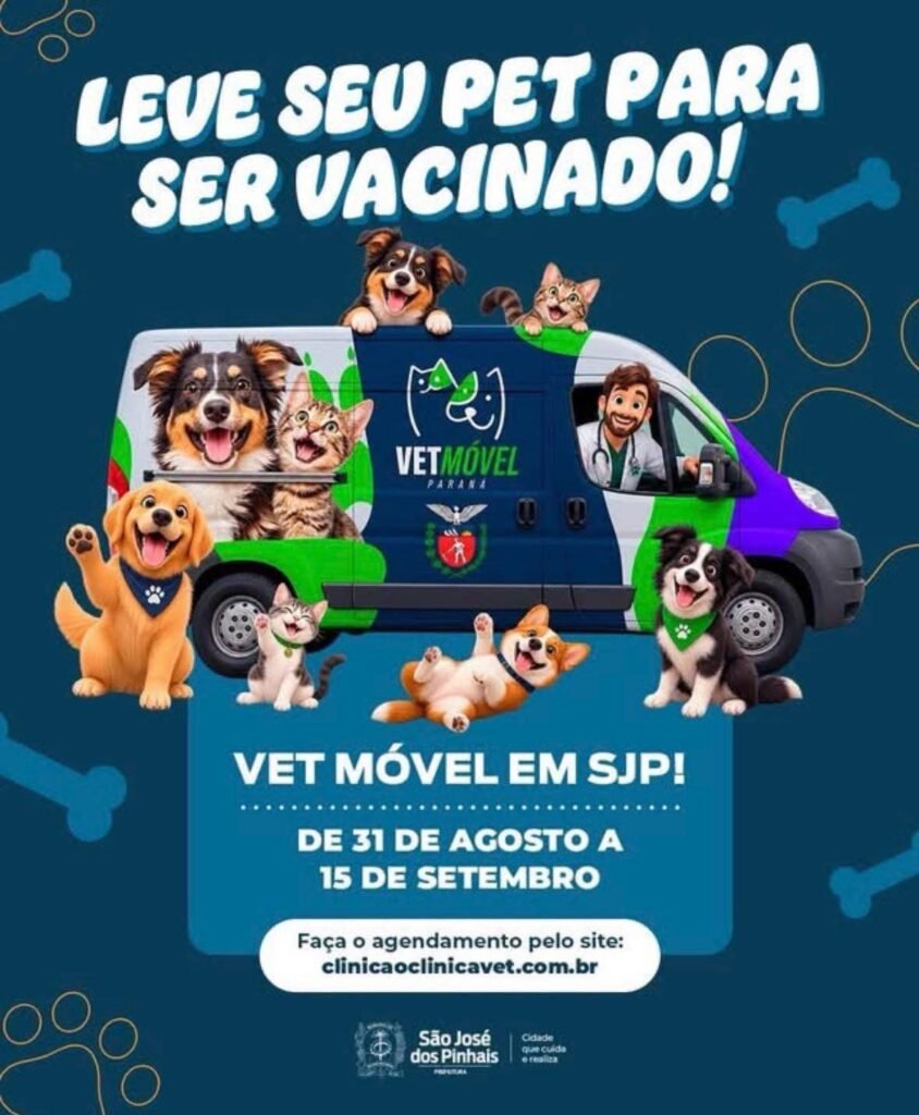 Vet-Móvel Paraná oferece atendimento veterinário gratuito para cães e gatos em São José dos Pinhais