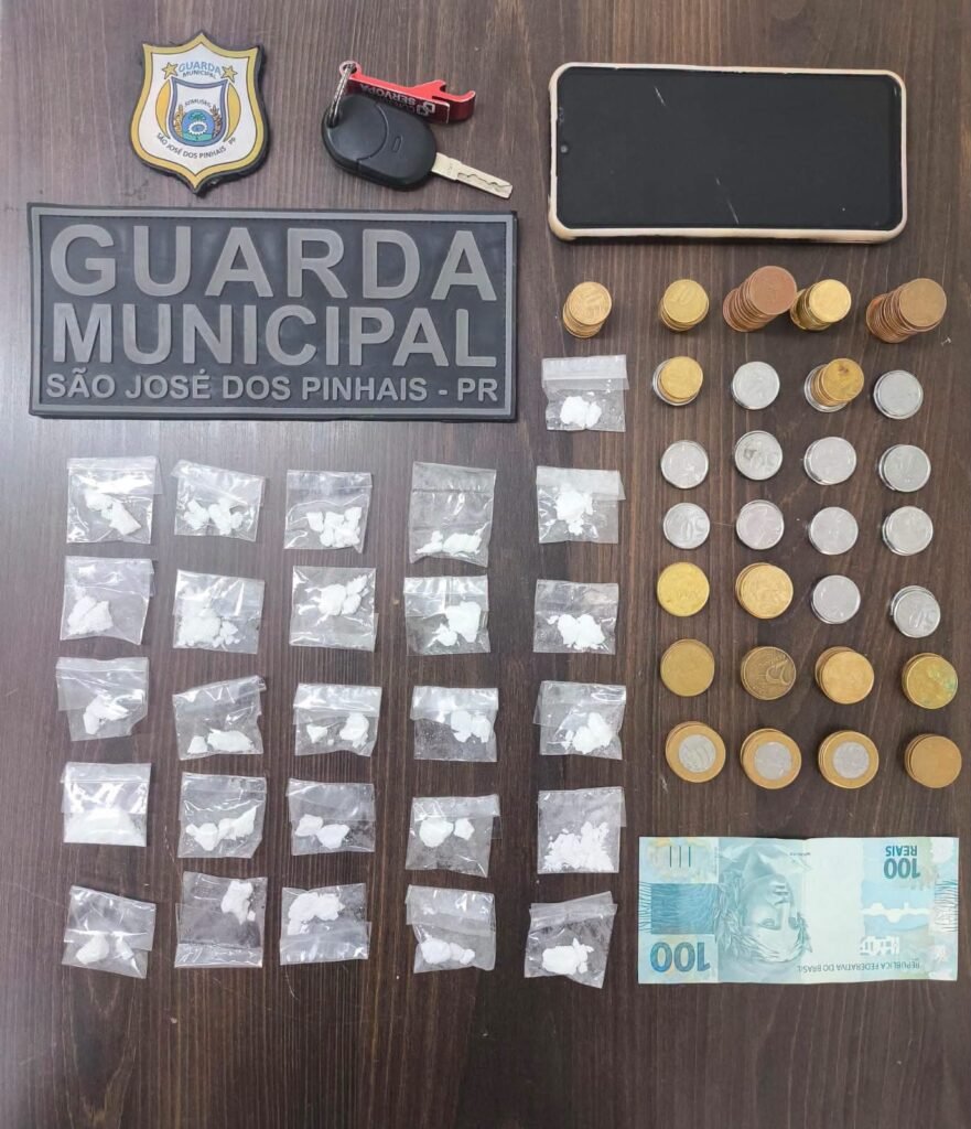 Guarda Municipal prende homem suspeito de tráfico de drogas em São José dos Pinhais